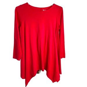 Roaman's Women's Coral Long Sleeve Asymmetrical Hem Cotton Rayon Tunic Size M